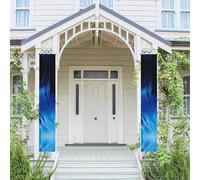 Bannière verticale de porche à suspendre - Flamme bleue - Panneau de porte d'entrée - Bannière de fête à suspendre - Bannière de fête pour l'extérieur - Vacances saisonnières - Mariage - Décoration de