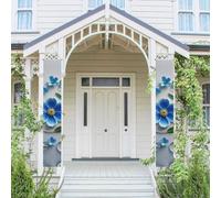 Bannière verticale de porche à suspendre - Mini fleur bleue - Tourbillon de porte d'entrée - Bannière de fête pour extérieur - Vacances saisonnières - Mariage - Décoration de cour - Toile de fond
