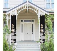 Bannière verticale de porche à suspendre - Noir et blanc - Panneau d'échecs - Panneau de porche à suspendre - Bannière de fête pour extérieur - Vacances saisonnières - Mariage - Décoration de cour