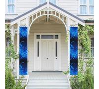 Bannière verticale de porche à suspendre - Notes de musique bleues - Panneau de porte d'entrée - Bannière de fête à suspendre - Bannière de fête d'extérieur saisonnière pour mariage, cour - Décoration