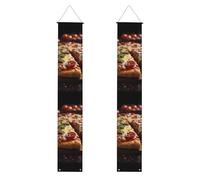 Bannière verticale de porche - Impression de saucisses alléchantes pizzas drapeaux à suspendre pour fête d'entrée, décoration d'intérieur/extérieur