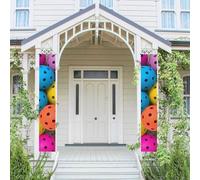 Bannière verticale pour porche à suspendre - Boules de pickleball - Couleurs - Motif de porte d'entrée - Panneau de porte d'entrée - Bannière de fête - Bannière de fête saisonnière pour extérieur