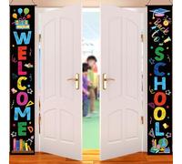 Bannière Verticales de Rentrée Scolaire, 180x30cm Bannière de Bienvenue pour Classe Back to School Banner Décorations du Premier Jour d'École pour École Maternelle, Primaire, Collège et Lycée