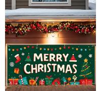 Bannière village de Noël style sucrerie - décoration festive 400x180 cm extérieure