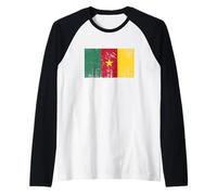 Bannière Vintage Fan Drapeau Cameroun Art Rétro Manche Raglan