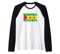 Bannière Vintage Fan Drapeau São Tomé et Principe Rétro Manche Raglan