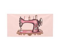 Bannière vintage rose imprimée machine à coudre pour vacances - Bannière d'extérieur personnalisée avec œillets - Décorations de fête pour fête, affaires, anniversaire, remise de diplôme, mariage