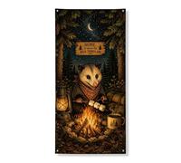 Bannière vintage rustique en opossum, Home Is Where the Wild Things Are, décoration intérieure et extérieure, décoration de camping, fournitures de festival d'automne 91,4 x 183 cm
