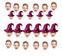 Bannière Visage Personnalisée pour Halloween - Décoration de Fête Customisée avec 6-20 Pièces - Bandero le Photo avec Corde de 5m - Élément Festif Coloré et Unique