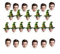 Bannière Visage Personnalisée pour Halloween - Décoration de Fête Customisée avec 6-20 Pièces - Bandero le Photo avec Corde de 5m - Élément Festif Coloré et Unique