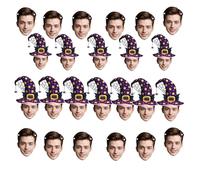 Bannière Visage Personnalisée pour Halloween - Décoration de Fête Customisée avec 6-20 Pièces - Bandero le Photo avec Corde de 5m - Élément Festif Coloré et Unique