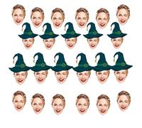 Bannière Visage Personnalisée pour Halloween - Décoration de Fête Customisée avec 6-20 Pièces - Bandero le Photo avec Corde de 5m - Élément Festif Coloré et Unique