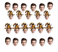 Bannière Visage Personnalisée pour Halloween - Décoration de Fête Customisée avec 6-20 Pièces - Bandero le Photo avec Corde de 5m - Élément Festif Coloré et Unique