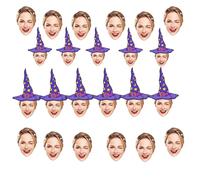Bannière Visage Personnalisée pour Halloween - Décoration de Fête Customisée avec 6-20 Pièces - Bandero le Photo avec Corde de 5m - Élément Festif Coloré et Unique