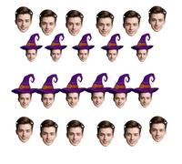 Bannière Visage Personnalisée pour Halloween - Décoration de Fête Customisée avec 6-20 Pièces - Bandero le Photo avec Corde de 5m - Élément Festif Coloré et Unique