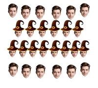 Bannière Visage Personnalisée pour Halloween - Décoration de Fête Customisée avec 6-20 Pièces - Bandero le Photo avec Corde de 5m - Élément Festif Coloré et Unique