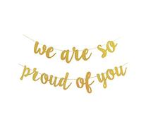 Bannière « We are So Proud of You » Dorée Pailletée - Guirlande de Félicitations pour Décoration Fête de Remise de Diplôme 2025