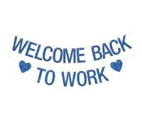 Bannière « Welcome Back to Work » - Fournitures de fête - Fête de bureau - Retour au travail - Décorations sur le thème de la bienvenue - Paillettes bleues