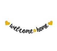 Bannière « Welcome Home » avec deux cœurs et un panneau lumineux pour décoration de fête, entièrement assemblée et prête à être accrochée, panneau de bienvenue amusant pour pendaison de crémaillère en