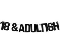 Bannière « Welcome to Adult » « Happy 18th Birthday », « Cheers to 18 ans » pour garçons et filles, noir