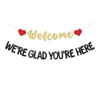 Bannière « Welcome We're Glad You Here » - Décorations de mariage - Décoration murale pré-enfilée pour salle de classe