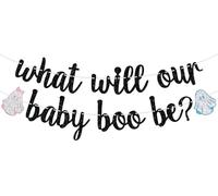 Bannière « What Will Our Baby Boo Be », décoration de révélation du sexe d'Halloween, Boo-y ou Ghoul/He or She, thème d'Halloween fantôme Little Boo pour fête prénatale