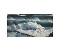 Bannière Wild Seas - Décoration de fête d'anniversaire - Photographie - Bannières et panneaux - Décoration murale - Fournitures de fête - 180 x 119 cm - Taille M