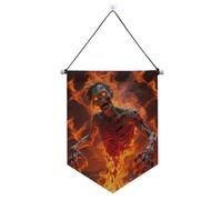 Bannière Zombies Coming Out Of The Fiery Lava à suspendre avec tige télescopique - Bannière amusante pour décoration d'extérieur pour festival et jour spécial