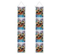 Bannières colorées de porche à suspendre en forme de tortue de mer - Bannière de porte d'entrée d'été - Bannière de fête - Fond photo pour les vacances de bienvenue - Décoration intérieure et