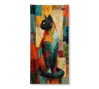 Bannières colorées pour porte de chat décoratif, portrait artistique abstrait animal intérieur ou extérieur, décoration d'intérieur, toile de fond à suspendre toute l'année, 91,4 x 183 cm