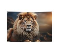 Bannières de bienvenue - Drapeau de fête - Toile de fond - Bannière créative - Animaux - Panneau de lion - Accessoires photo pour clôture, anniversaire, jardin, fête - Décoration murale - 180 x 120 cm