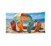 Bannières de bienvenue - Drapeau de fête - Toile de fond colorée - Tongs de plage - Accessoires photo - Bannière pour clôture, anniversaire, jardin, fête - Décoration murale - 177,8 x 88,9 cm