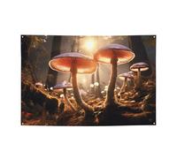 Bannières de bienvenue pour photographie - Bannière de fond en forme de champignon - Accessoires photo pour clôture, anniversaire, jardin, fête, faveurs, décoration murale, drapeau 180 x 119 cm