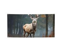Bannières de bienvenue pour photographie - Bannière de fond - Motif cerf - Accessoires photo - Bannière pour clôture, anniversaire, jardin, fête, faveurs, décoration murale, drapeau 180 x 89 cm