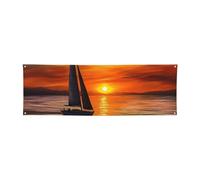Bannières de bienvenue pour photographie - Bannière de fond pour photographie - Lever de soleil - Bateau à voile - Accessoires photo - Bannière pour clôture, anniversaire, jardin, fête - Décoration