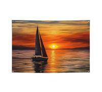 Bannières de bienvenue pour photographie - Bannière de fond pour photographie - Lever de soleil - Bateau à voile - Accessoires photo - Bannière pour clôture, anniversaire, jardin, fête - Décoration