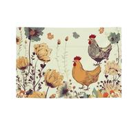 Bannières de bienvenue pour photographie - Bannière de fond pour photographie - Motif poule et papillons volants parmi les fleurs - Bannière pour clôture, anniversaire, jardin, fête, faveurs - 180 x