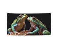 Bannières de bienvenue pour photographie - Bannière de fond pour photographie - Panneau de deux grenouilles - Accessoires photo pour clôture, anniversaire, jardin, fête, faveurs, décoration murale