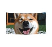 Bannières de bienvenue pour photographie - Bannière Shiba Inu - Sourire - Accessoires photo - Bannière pour clôture, anniversaire, jardin, fête, faveurs - Décoration murale - 177,8 x 88,9 cm