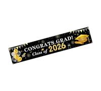 Bannières de cérémonie de e 2026 - Toile de fond en polyester noir et doré - 200 x 40 cm - Décorations photo pour fête de fin d'études de pétrole