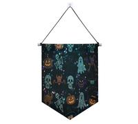 Bannières de citrouille noire à paillettes d'Halloween à suspendre avec barre télescopique pour porte avant, décoration de fête en plein air, dernière intervention pour l'intérieur et l'extérieur