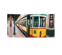 Bannières de fête à motif de tramway de Lisbonne pour adultes, personnalisables pour fêtes d'anniversaire, de mariage, de fête