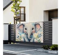 Bannières de fête personnalisées - Décoration murale - Motif bébé éléphant - Aquarelle - En vinyle robuste - Décoration murale à suspendre pour fête d'affaires