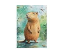 Bannières de jardin saisonnières de dessin animé Capybara A River pour décoration de porche 28 x 40 cm double face