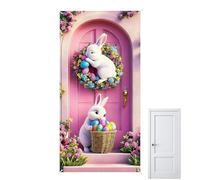 Bannières de Pâques, 89 x 178 cm - Toile de imperméable pour porte d'entrée - Bannière Happy Easter - Pour extérieur, bureau, salle de erme, porche, entrée, cour, jardin, terrasse, fête