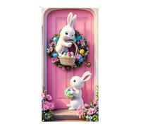 Bannières de Pâques, 90 x 180 cm, toile de imperméable en forme de lapin, bannière de porte d'entrée Happy Easter | pour bureau, salle de erme, porche, entrée, cour, jardin, vacances de