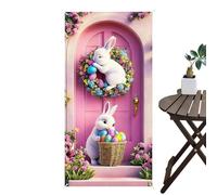 Bannières de Pâques - Grande affiche de célébration extérieure, drapeau d'entrée coloré Happy Easter sur le devant, décoration murale avec œillets | Accent de fête printanière pour cour