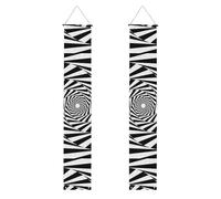 Bannières de porche à impression spirale noire et blanche - Drapeaux réutilisables pour porche de jardin, décoration d'extérieur