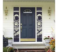 Bannières de porche à suspendre, astronaute assis dans le yoga, chakra, bienvenue d'été, panneau de porche « Happy Birthday » - Bannière de porte d'entrée pour fête en intérieur