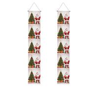 Bannières de porche à suspendre avec Père Noël, arbre de Noël, panneau de porte d'entrée, bannière de fête, arrière-plan photo pour bienvenue, vacances, décoration intérieure et extérieure